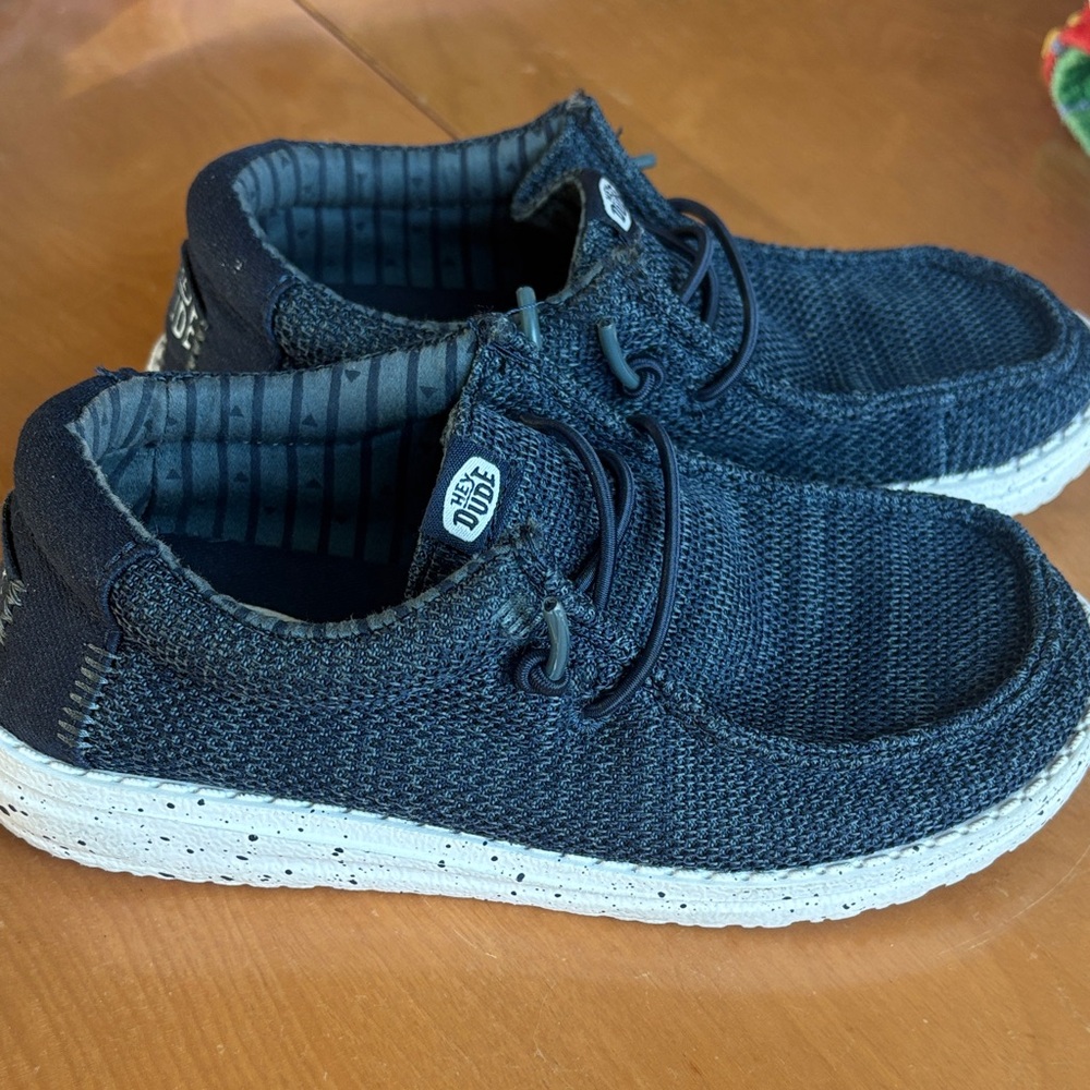 Hey Dude Kids Navy Knit Slip-On Sneakers with White Speckled Sole